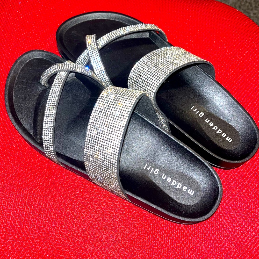 Brand new Madden Girl bling slides 10